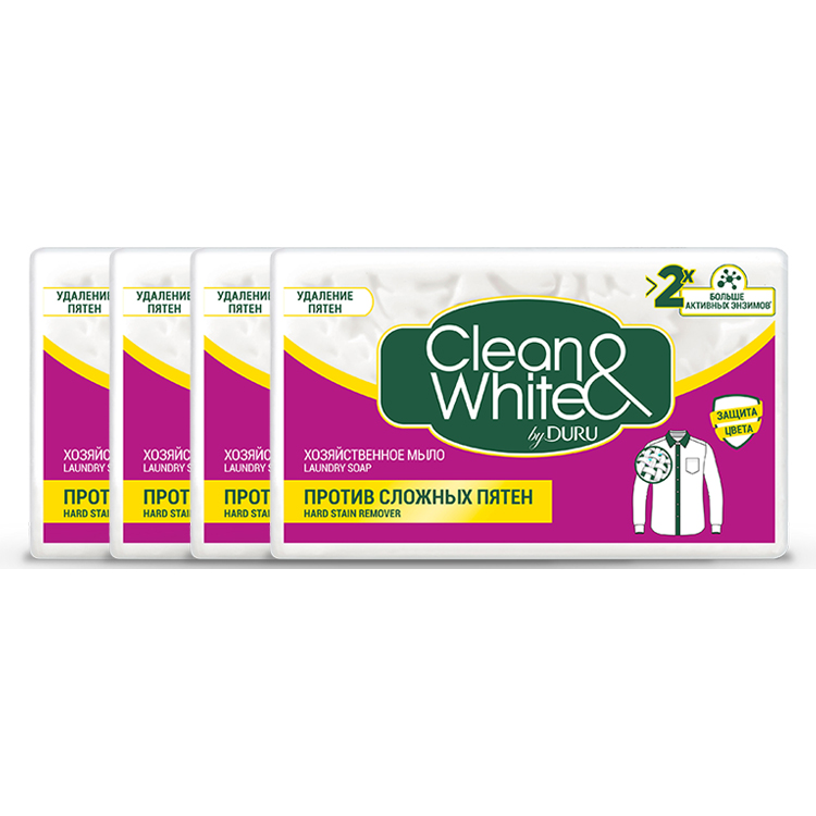 Мыло хозяйственное DURU CLEAN&WHITE 4 120г Против пятен  21