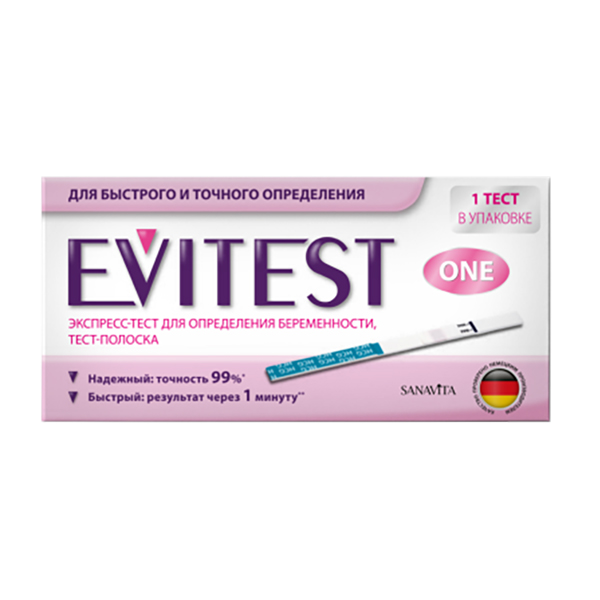 Экспресс-тест Evitest One 1шт для определения беременности тест-полоска