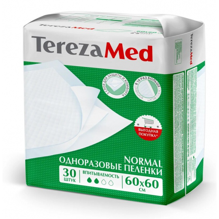 Пеленки одноразовые TEREZAMED Пеленки одноразовые Normal 60x60 30 шт  6