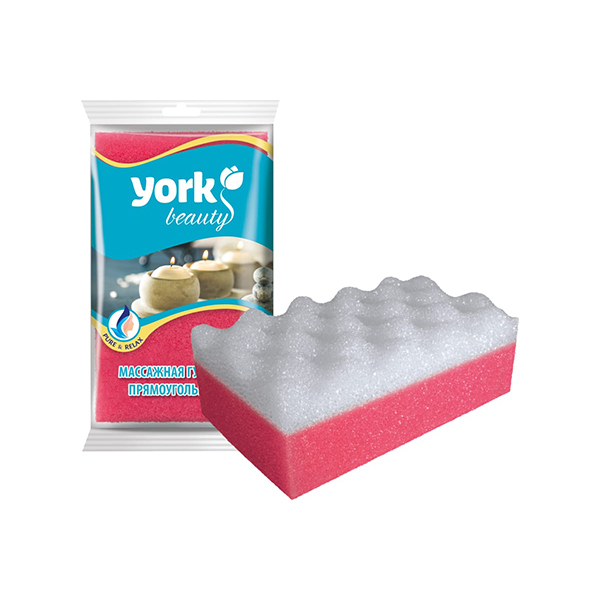 Губка для тела YORK 1шт массажная Rectangular/прямоугольная  20