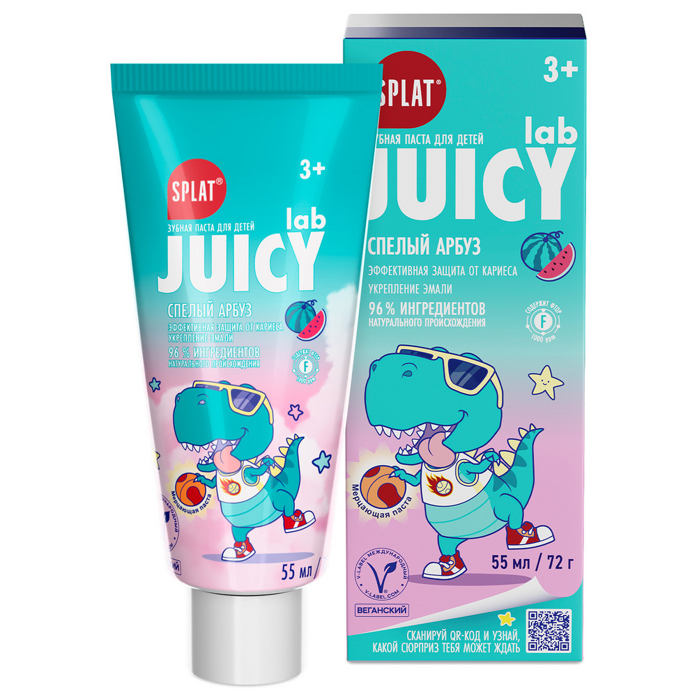 Зубная паста JUICY LAB 55мл со фтором Арбуз детская  12