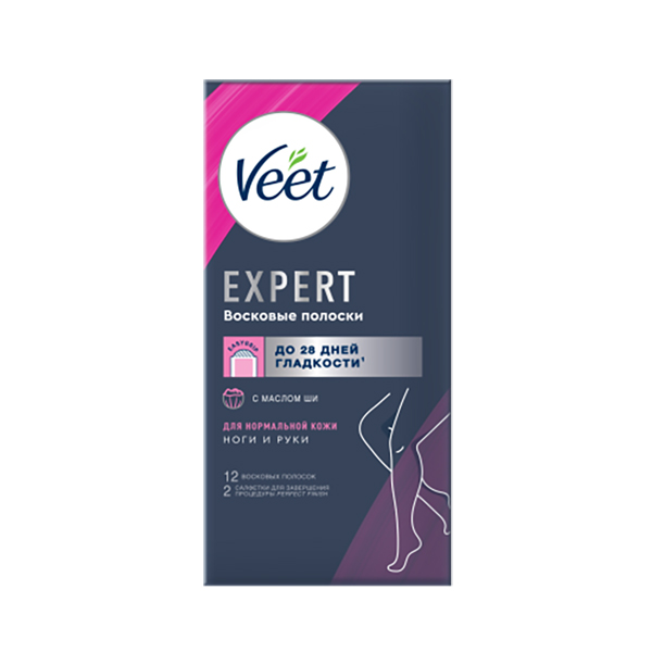 Восковые полоски VEET Expert 12шт для нормальной кожи