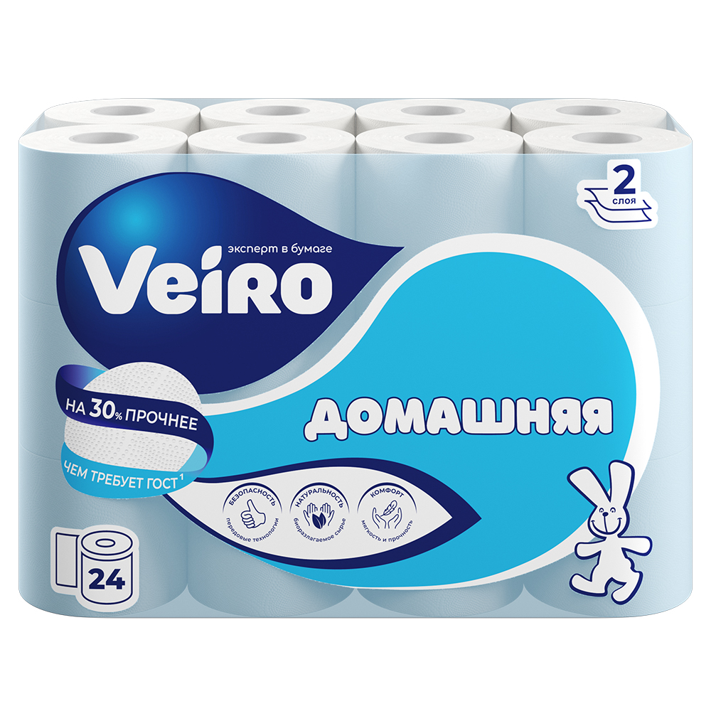 Бумага туалетная VEIRO 24шт 2сл Домашняя